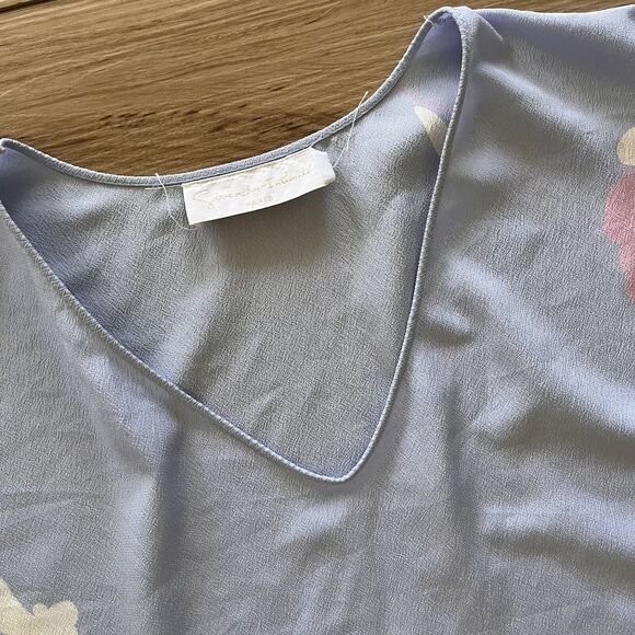 Vintage 80s GIVENCHY Intimite Paris Pastel Blue Floral Maxi Mumu Nightgown OS - Picture 4 of 7